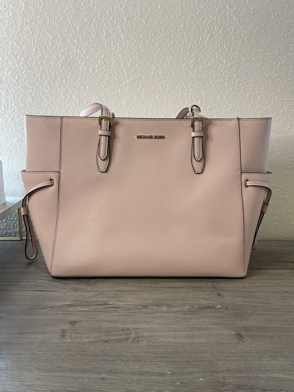 MICHAEL KORS GILLY LARGE DRAWSTRING TRAVEL TOTE SHOULDER BAG PINK POWDER BLUSH